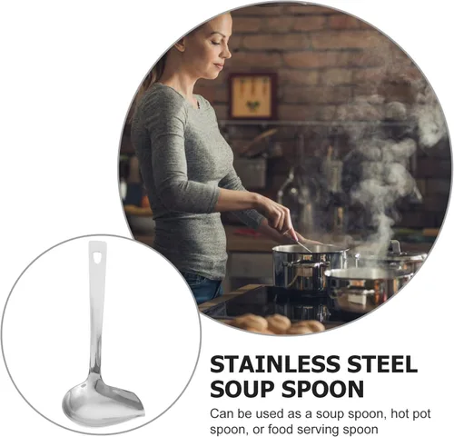 Miniatura 8 de OSALADI Cuchara de aceite de acero inoxidable de 8.26 pulgadas, cucharón forjado de una sola pieza para salsa de sopa y aderezo para servir