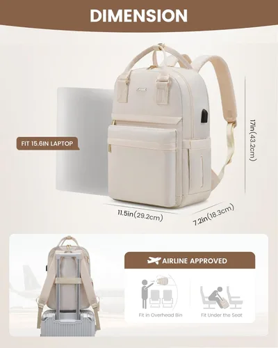 Miniatura 6 de LOVEVOOK - Mochila de computadora portátil para mujeres y niñas, mochila de 15.6 pulgadas impermeable para estudiantes, mochila escolar linda, bolsa