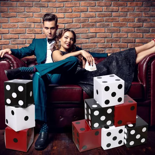 Miniatura 5 de Ctosree 12 Piezas Cajas Grandes de Dados de Casino de 11 Pulgadas Decoración de Fiesta Temática de Casino Noche Temática de Las Vegas Dados Gigantes
