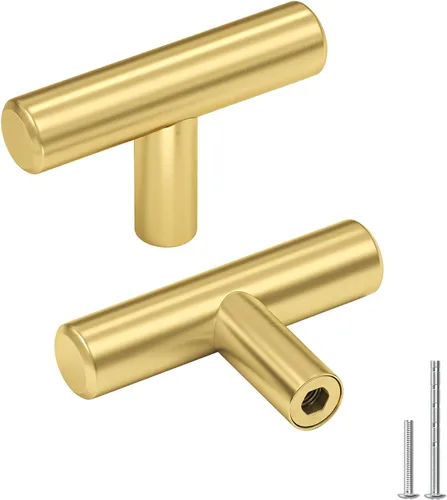 Miniatura 14 de Goldenwarm Paquete de 15 manijas doradas de 2-1/2 pulgadas, tiradores de gabinete de latón cepillado, manijas doradas para cajones de cocina
