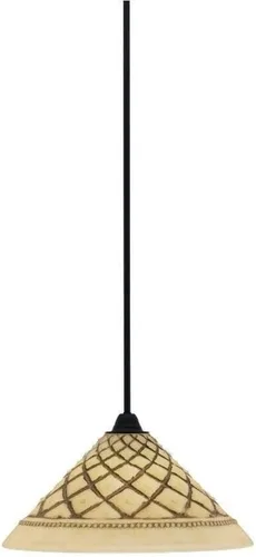 Miniatura 88 de Toltec Lighting Paramount - Mini colgante de 1 luz en acabado negro mate con cristal de arte perla de 7 pulgadas y estilo negro