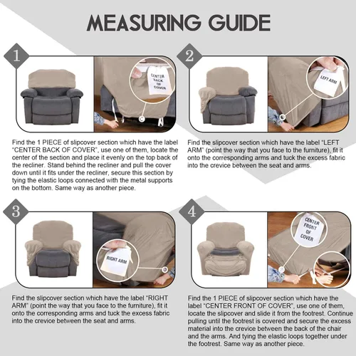 Miniatura 6 de ULTICOR Funda reclinable de terciopelo para sofá reclinable de 4 piezas, 1 asiento, fundas elásticas de terciopelo para sofá reclinable de 1 cojín