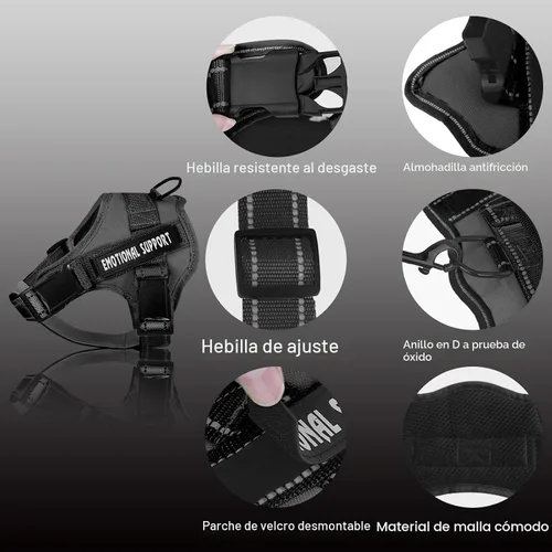 Miniatura 3 de voopet Arnés para perro de servicio, arnés de chaleco de apoyo emocional para mascotas, reflectante, transpirable y ajustable, arnés ESA sin tirones