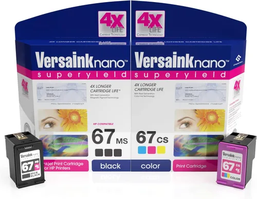 -Nano HP 67 MS MICR Cartucho de tinta negra para impresión de cheques Nano 67 CS Paquete de cartuchos de tinta tricolor, cian