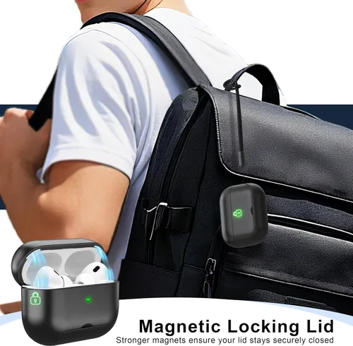 Miniatura 4 de RFUNGUANGO Funda protectora para AirPods Pro de 2ª generación, con función de soporte para teléfono, bloqueo de cubierta magnética, para AirPods Pro