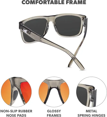 Miniatura 3 de Knockaround Torrey Pines - Gafas de sol polarizadas para hombres y mujeres, protección UV400 Gris claro / rojo atardecer