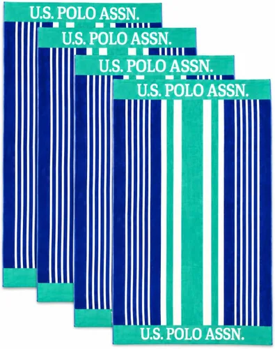 Miniatura 33 de U.S. Polo Assn. Toalla de playa de gran tamaño (40 x 70 pulgadas), diseño náutico a rayas, de lujo, algodón de felpa de calidad de hotel para baño