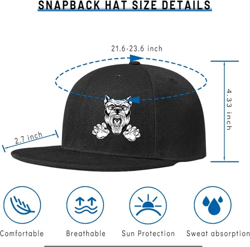 Miniatura 2 de Mens Snapback Hats Flat Bill Brim Hats for Men Baseball Cap Fitted Hats Skull Decor Skeleton Hand Rose Flower Floral Ira Pitbull