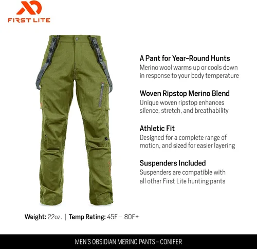 Miniatura 2 de First Lite Mens Obsidian Merino Wool Pant - Versatile Camo Hunting Pants