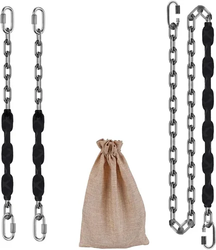 2 cadenas de acero inoxidable (64 pulgadas), 4 hebillas de conexión rápida que nunca se oxidan, accesorios de columpio para sillas hamacas,