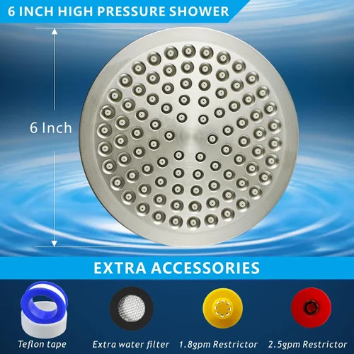 Miniatura 5 de Cabezal de ducha de lluvia de alta presión, cabezal de ducha de lluvia de alto flujo, aspecto moderno de lujo, cabezales de ducha de baño que Níquel