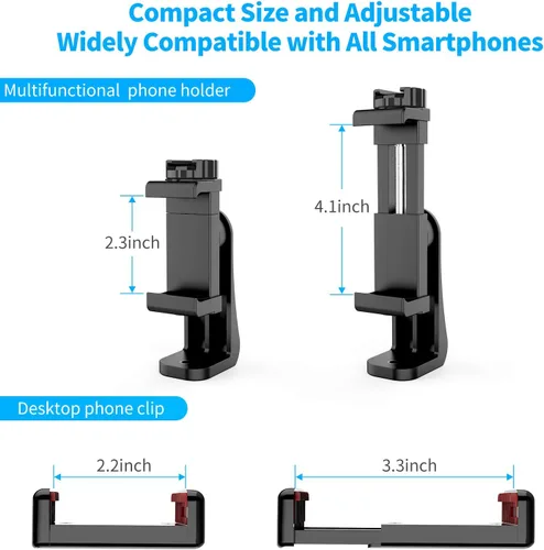 Miniatura 7 de Owine Adaptador universal de trípode para teléfono celular, abrazadera premium para smartphone, compatible con iPhone, Samsung Galaxy, Note, Lg