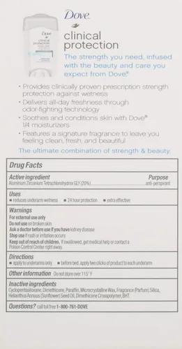 Miniatura 3 de Dove Clinical Protection - Antitranspirante/desodorante, limpieza original, en barra, 1.7 onzas (paquete de 2)