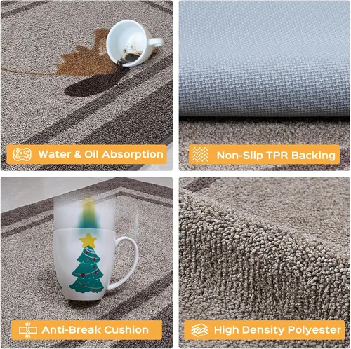 Miniatura 3 de anllugs Alfombras de cocina de 24 x 36 pulgadas, antideslizantes, lavables a máquina, tapetes absorbentes y cómodos para cocina, fregadero, Beige