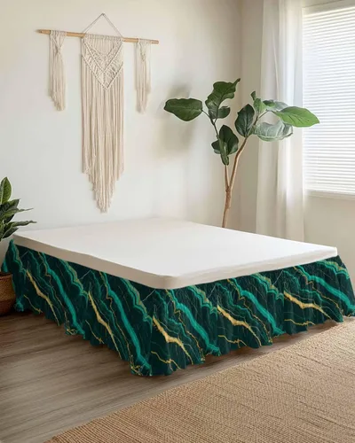Miniatura 10 de Flower Leave Home - Falda de cama de tamaño King de 16 pulgadas de caída, ajustable y elástica, plisada, con volantes de polvo de lujo para cama