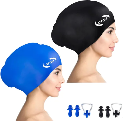 Miniatura 7 de Gorro de natación de silicona para mujer, sombreros de natación gruesos de alta elasticidad para cabello largo, gorras de natación para mujeres