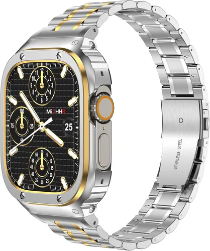Miniatura 13 de MioHHR - Correa de acero inoxidable para reloj con estuche compatible con Apple Watch Series 6 5 4 SE3/2/1 (44 mm) Series 3/2/1 (42 mm), correa