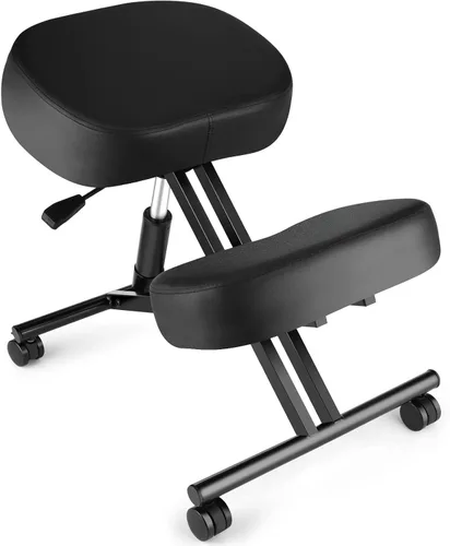 Miniatura 9 de Himimi Silla ergonómica para arrodillarse, piel sintética, cojines gruesos y cómodos de espuma moldeada, ruedas de freno, taburete ajustable