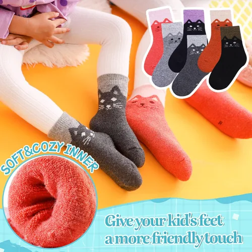 Miniatura 2 de Eocom - Medias de invierno cálidos de lana para niños y niñas, 6 pares