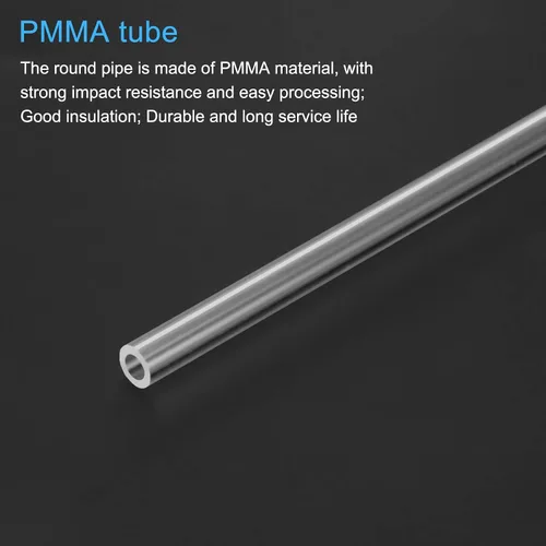 Miniatura 4 de MECCANIXITY Tubo de tubo acrílico transparente rígido redondo de 5 mm (3/16 pulg) ID 8 mm (5/16 pulg) OD 6" para lámparas y linternas, sistema