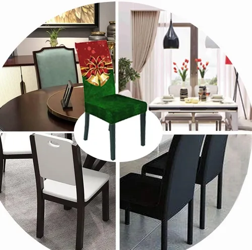 Miniatura 2 de Juego de 6 fundas navideñas para sillas de comedor, fundas para sillas Parsons, elásticas, extraíbles y lavables, protector de asiento para silla