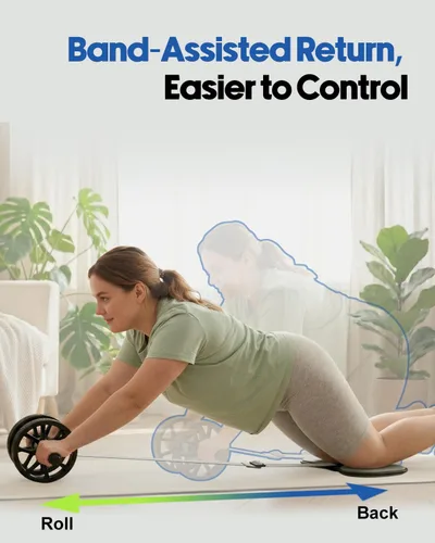 Miniatura 2 de VINSGUIR Ab Roller Wheel for Beginners to Pros, Ab Roller with Adjustable & Detachable Resistance Band, Core Workout Equipment for Home Gym