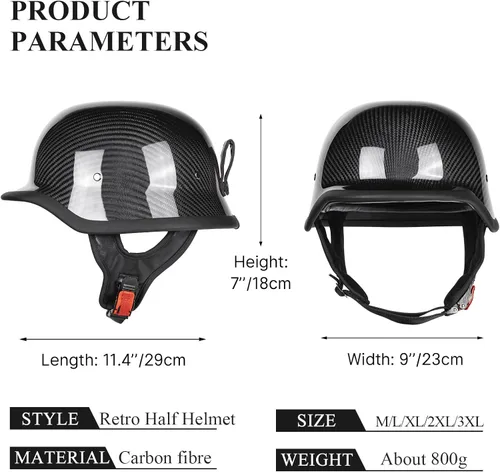 Miniatura 6 de Kaese Medio casco retro de la motocicleta de la fibra de carbono del estilo alemán certificado DOT