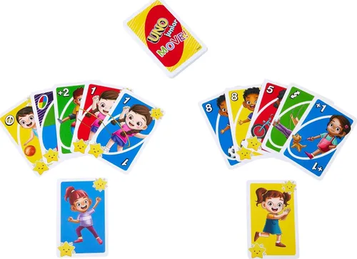 Miniatura 6 de Mattel Games UNO Junior Move - Juego de cartas para niños con reglas de acción para noche familiar, noche de juegos, viajes, campamento y fiesta