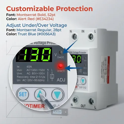 Miniatura 2 de Interruptor inteligente, protector de corte de bajo voltaje ajustable de 120 V CA, protector de voltaje sobre y debajo del voltaje, estabilizador