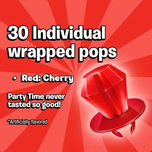 Miniatura 3 de Ring Pop - Dulces de Navidad rojos en forma de piruleta, 30 unidades envasadas individualmente con sabor a cereza roja, tamaño completo, divertidos