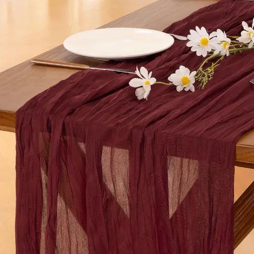 Miniatura 43 de Socomi - 10 caminos de mesa de gasa, estilo bohemio y rústico, para primavera, Pascua, bodas, fiestas, baby showers, cumpleaños y decoración, 120
