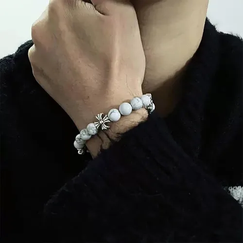 Miniatura 5 de 60 cuentas de turquesa de howlita blanca, piedra natural de 0.236 pulgadas (0.236 in), cuentas redondas sueltas para hacer joyas, aretes, collares