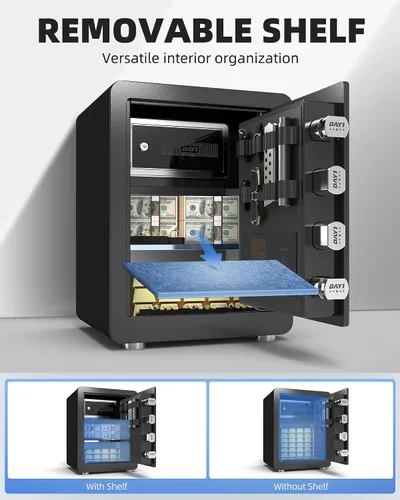 Miniatura 6 de Caja de seguridad biométrica de huellas digitales DAYI, cajas de seguridad para el hogar de 2.0 pies cúbicos con bolsa ignífuga, caja de seguridad