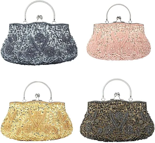 Miniatura 8 de Bolso de noche para mujer estilo retro con cuentas Gris USXELYS78867