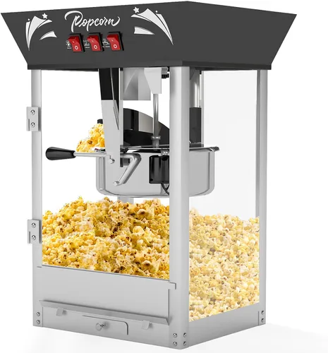 Miniatura 17 de Máquina comercial de palomitas de maíz de 12 onzas con luz de calentamiento, hace 60 tazas, máquina de acero inoxidable estilo teatro con vidrio