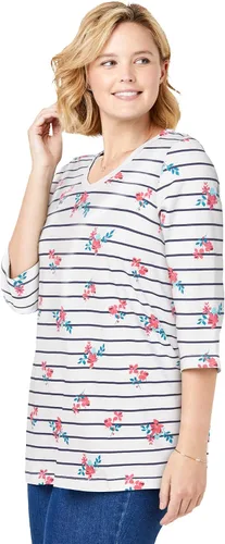 Miniatura 4 de Woman Within Camiseta de manga tres cuartos con cuello en V y estampado perfecto para mujer