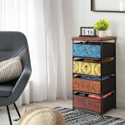 Miniatura 2 de HAITRAL Organizador de Almacenamiento de Ropa con 4 Cajones, Cómoda Pequeña de Tela con Unidad de Cajones, Cómoda de Tela y Cajones de Montaje Fácil