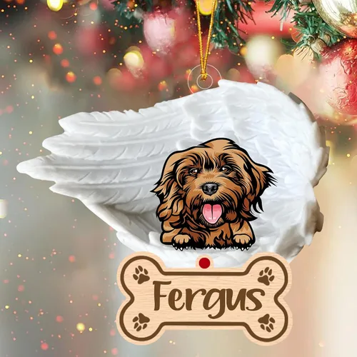 Miniatura 27 de Adorno de perro afgano de 1 ángel, adorno acrílico 2D personalizado conmemorativo para perros, regalo por pérdida de mascotas, regalo