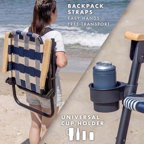 Miniatura 3 de GoSports WOVN - Silla de playa tipo mochila – 9 estilos disponibles – Silla de camping plegable de primera calidad Lido