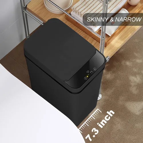 Miniatura 3 de Yatmung - Cubo de basura automático sin contacto para baño de 4 galones - 15.5 litros, cubo de basura inteligente con sensor de movimiento - Negro