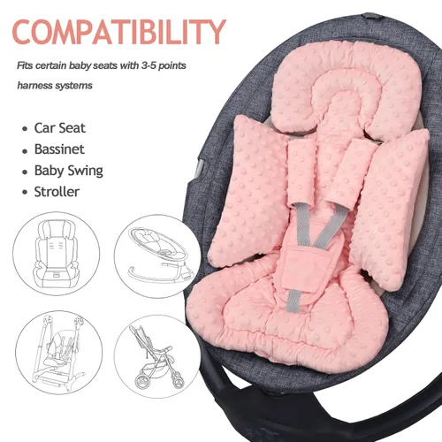 Miniatura 5 de Inserto de asiento de automóvil para niño y niña, inserto de asiento de automóvil para recién nacido 3 en 1 con almohadillas para correa, soporte
