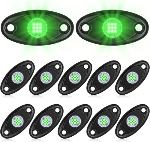 Miniatura 11 de Macarrie 12 Pods Luces LED Rock para Coche SUV Luces Underglow Impermeables Neón Trail Rig Lámpara Iluminación para Camión Motocicleta Barco ATV UTV