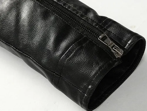 Miniatura 6 de Youhan Chaqueta de piel sintética tipo bomber con cremallera para hombre