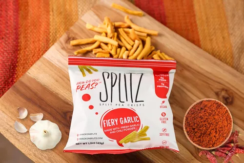 Miniatura 2 de SPLITZ Split Pea Crisps Ajo ardiente (1.5 onzas), 16 unidades a base de plantas, orgánico, sin OMG, vegano, sin gluten, superalimentos, aperitivo
