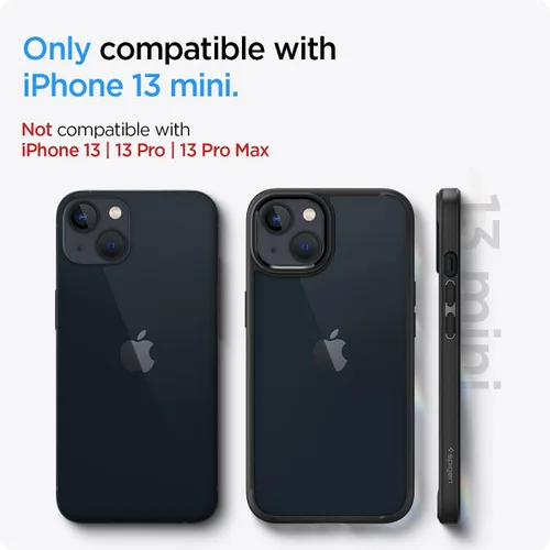Miniatura 2 de Spigen Funda para iPhone 13 Mini, ultra híbrida, sin anillo magnético, antiamarilleo, negro mate