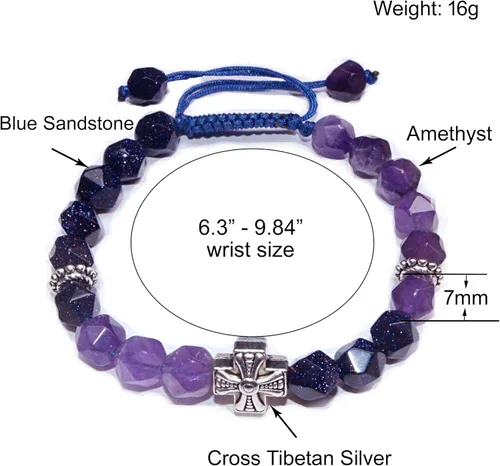 Miniatura 18 de Pulseras de la amistad, pulsera de obsidiana negra arcoíris para mujeres y hombres, 0.394 pulgadas (0.394 in), ojo de tigre, hematita y cristal