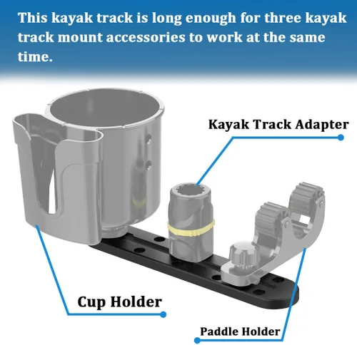 Miniatura 3 de Huntury Pista de kayak, pista de perfil bajo para kayak, riel de kayak, pista de montaje de accesorios de kayak, pista de engranajes de kayak