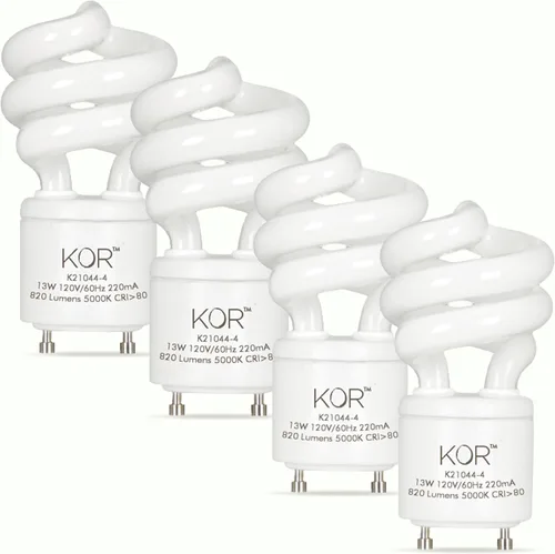 Miniatura 8 de KOR Paquete de 4 bombillas mini en espiral de 13 vatios - Base GU24 - (equivalente a 60 W) - T2 Mini-Twist - Bombilla CFL (blanco cálido (2700 K)