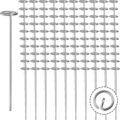 Yesland Paquete de 100 pines superiores circulares de 6 pulgadas, calibre 11 de acero galvanizado antioxidante, estacas plateadas para jardín,