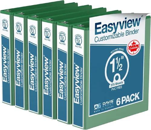 Miniatura 53 de Easyview - Carpetas prémium de 3 anillas con cubiertas transparentes y anillos redondos, carpetas para la escuela u oficina, 1 pulgada, paquete